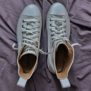 DSquared White Patent Leather Hightop Sneakers